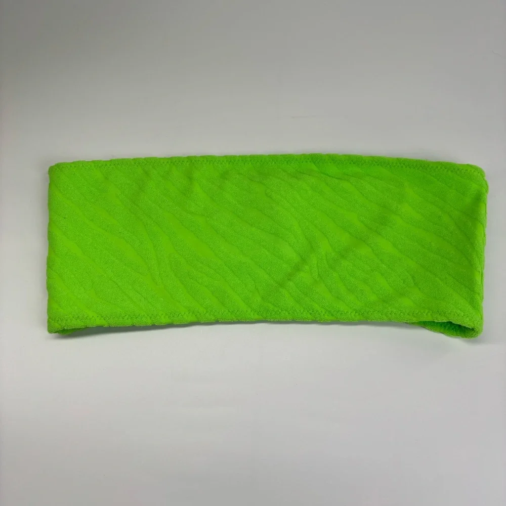 Triangl Bandeau Bikini Top Neon Green Terry Zebra Texture Size Small+